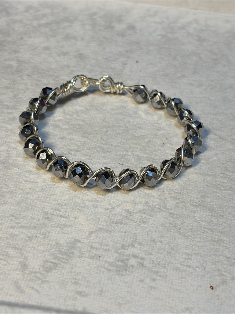 Silver Tarnish Resistant Hematite Bead Wrap Bracelet